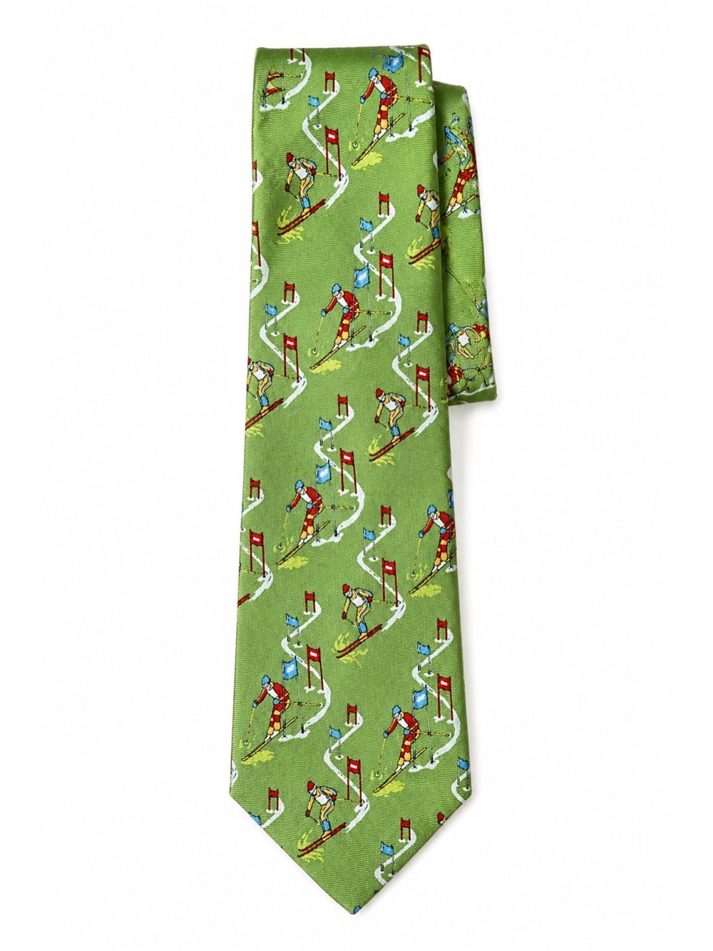 Talbots Kids Green Skiing Skier Novelty Necktie – Boys